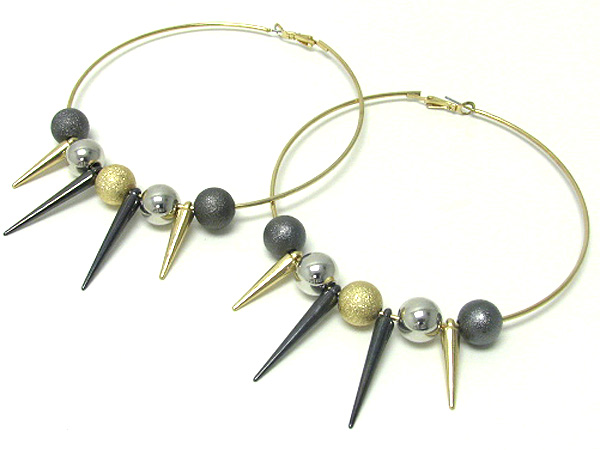 4 inch hoop ball and spike basketball wives inspired earring - hoops