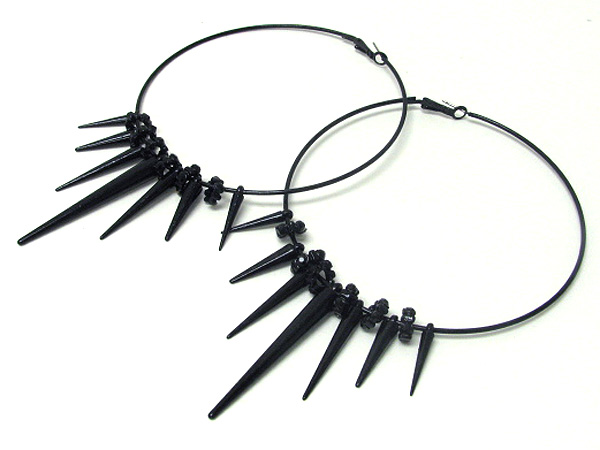 4 inch hoop crystal rondell and spike basketball wives inspired earring - hoops