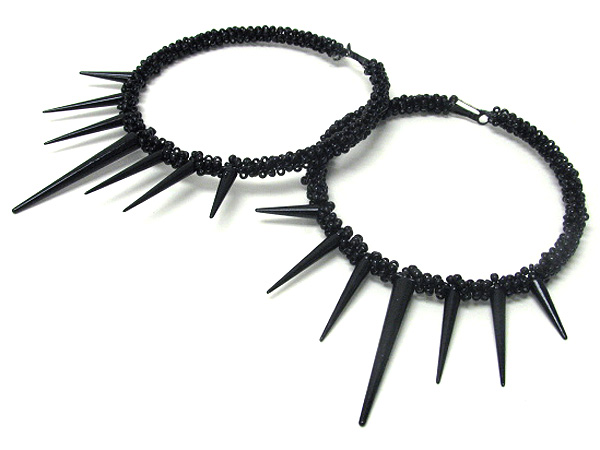 4 inch hoop spike and bead wrap basketball wives inspired earring - hoops