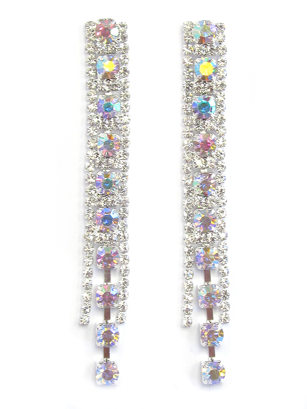 Crystal and rhinestone 3 layer drop earring