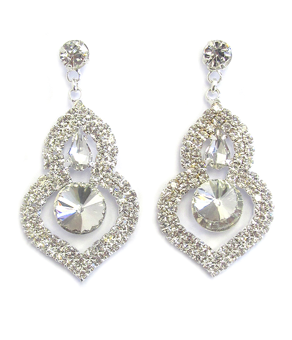 Facet stone and rhinestone earring