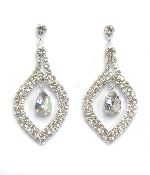 Facet teardrop and rhinestone earring