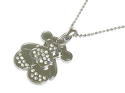 Double layer crystal bear necklace