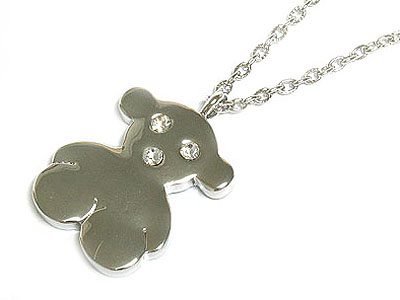 Crystal stud metal bear necklace