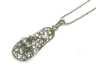 Crystal bear on sandal neckalce