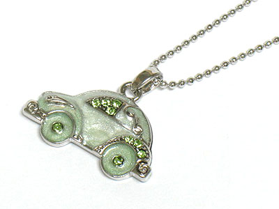 Epoxy and crystal car necklace