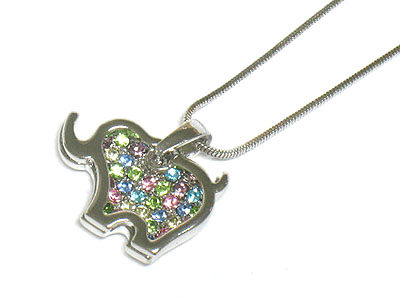 Multi color crystal elephant necklace