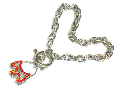 Crystal dog dangle toggle bracelet