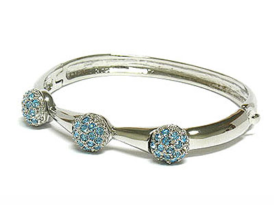 Three crystal round ball hinge bangle