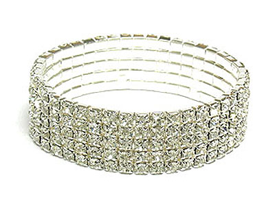 5 row rhinestone stretch bracelet