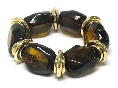 Resin and metal ring stretch bracelet