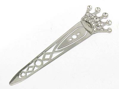 Metal crystal deco crown bookmark