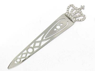 Metal crystal deco crown bookmark