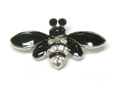 Crystal and enamel deco fly brooch