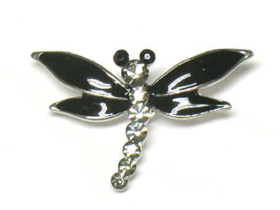 Crystal and enamel cover dragonfly brooch