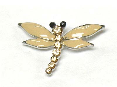 Crystal and enamel cover dragonfly brooch