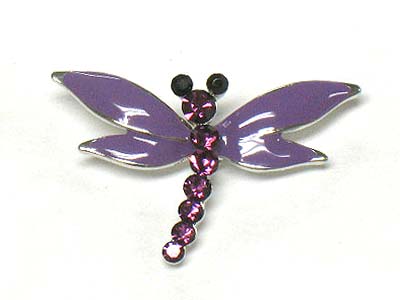 Crystal and enamel cover dragonfly brooch