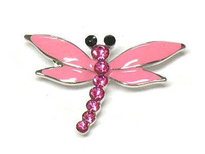 Crystal and enamel cover dragonfly brooch