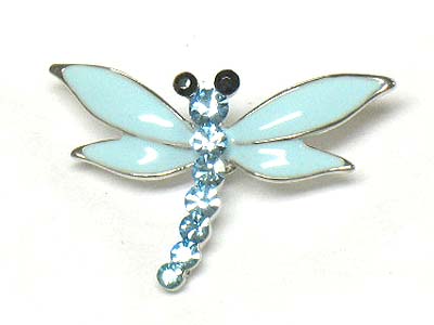 Crystal and enamel cover dragonfly brooch