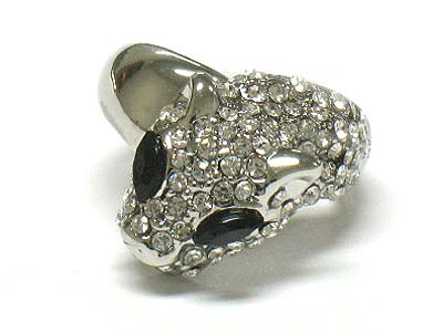 Crystal deco tiger head ring