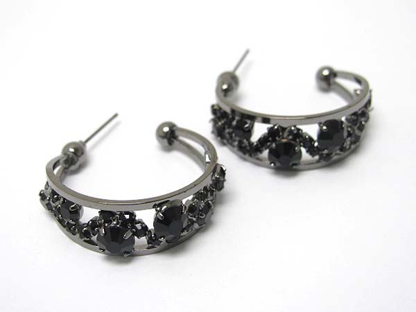 Crystal deco metal arc earring