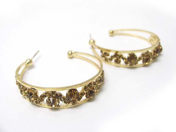 Crystal deco metal arc earring