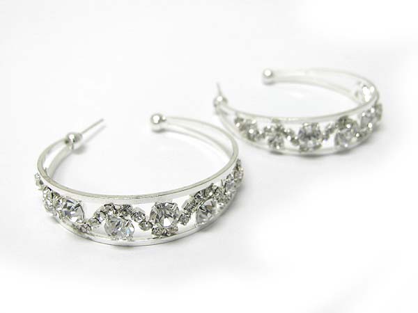 Crystal deco metal arc earring