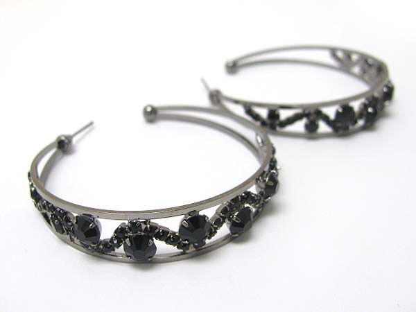 Crystal deco metal arc earring