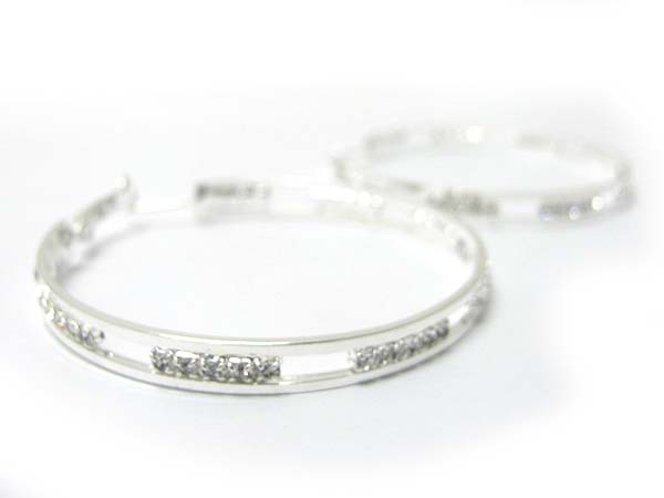 60 mm crystal stud metal hoop earring - hoops