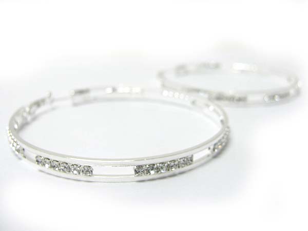 70 mm crystal stud metal hoop earring - hoops