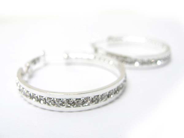 40 mm crystal stud metal hoop earring - hoops