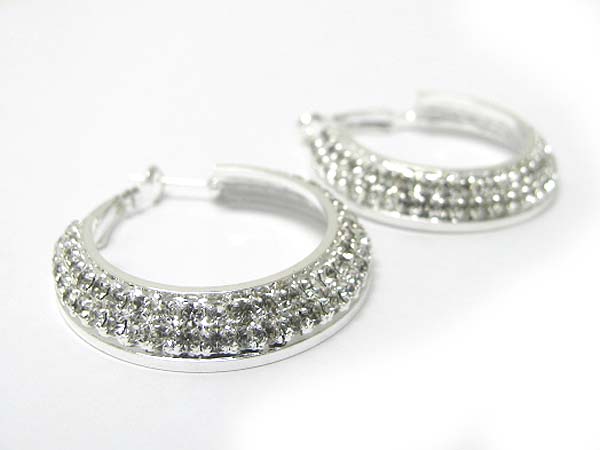 40 mm double line crystal flat hoop earring - hoops