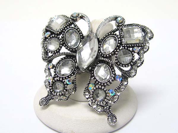 Crystal stud butterfly stretch ring