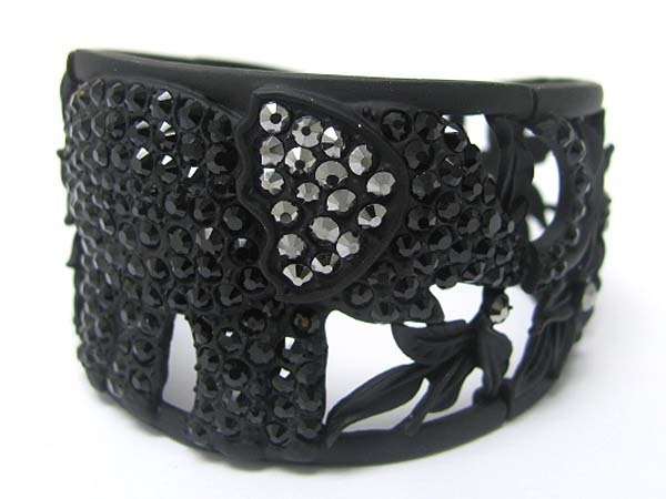 Crystal stud elephant deco metal stretch bracelet