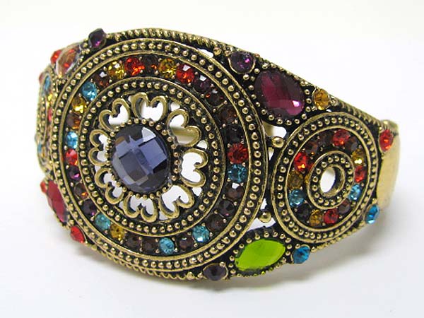 Crystal stud elephant deco metal stretch bracelet