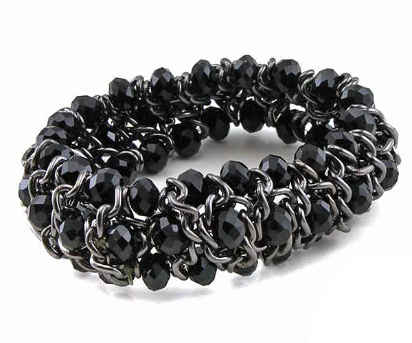 Facet crystal beads link stretch bracelet