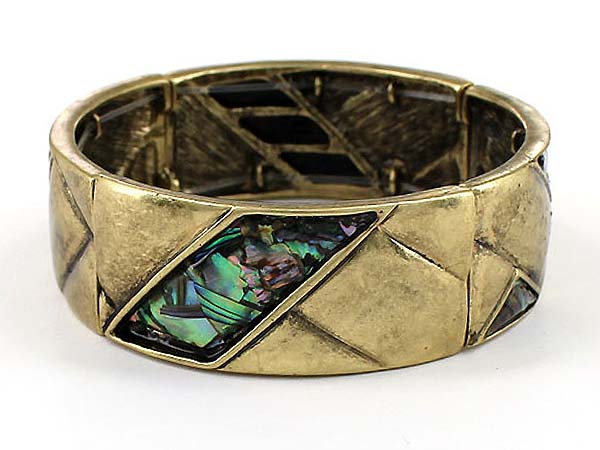 Abalone accent stretch metal bracelet