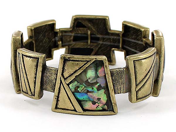 Abalone accent stretch metal bracelet