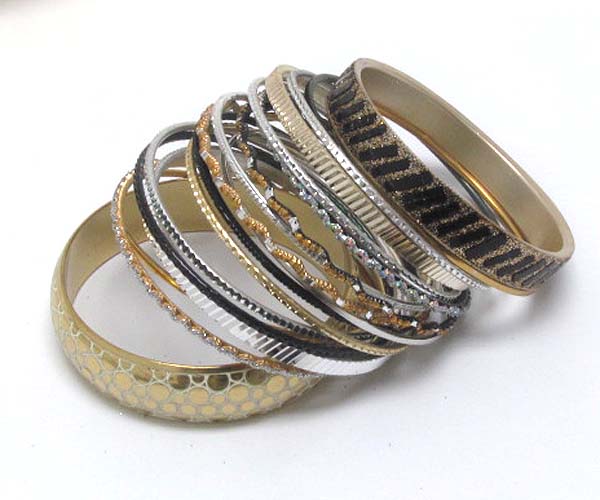 Multi pattern and sprinkle deco stackable bracelet set