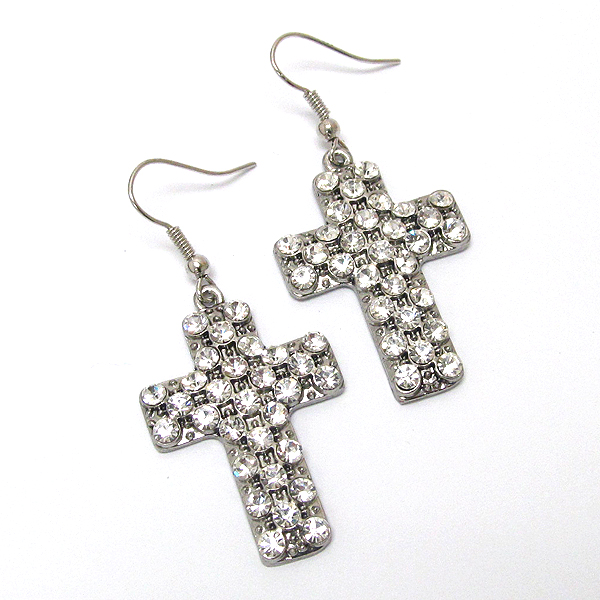 Crystal cross earring