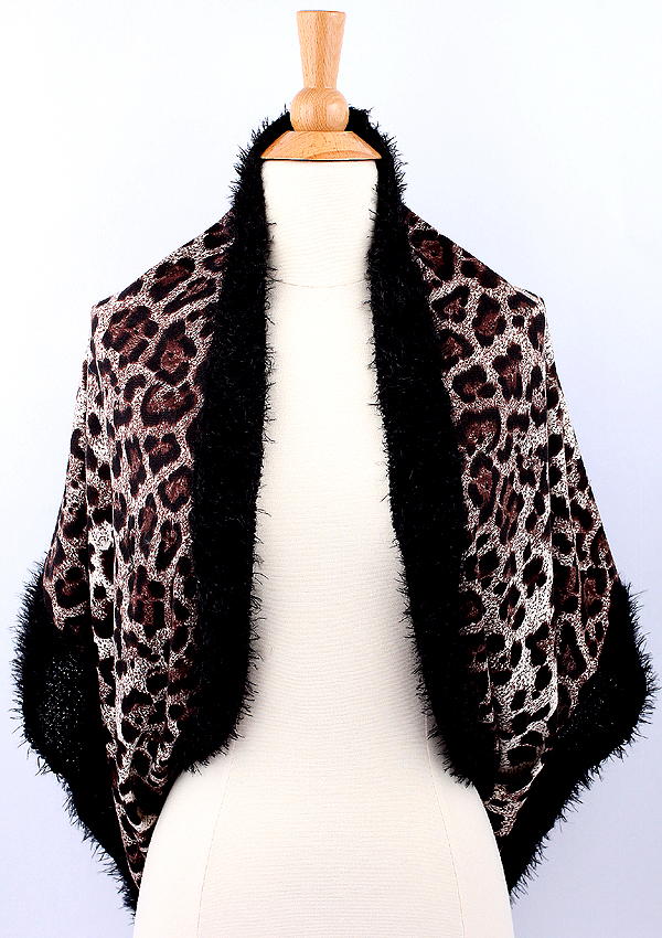 Animal print and fur infinity muffler