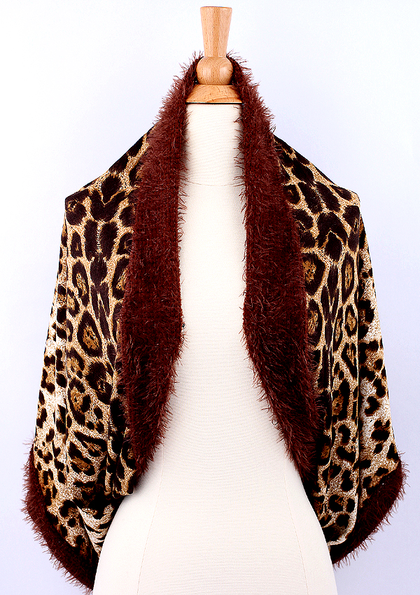 Animal print and fur infinity scarf