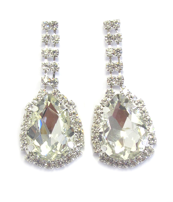 Facet teardrop and rhinestone earring