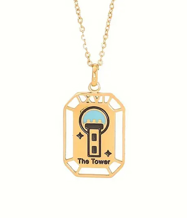 Tarot card pendant necklace - tower