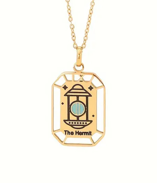 Tarot card pendant necklace - hermit