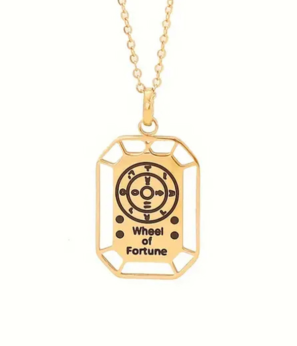 Tarot card pendant necklace - wheel of fortune