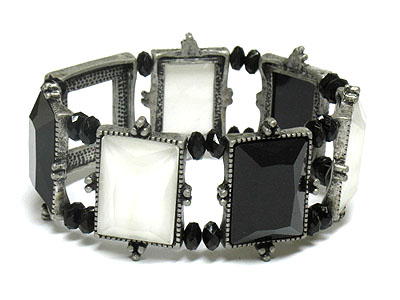 Crystal and acrylic double stretch bracelet