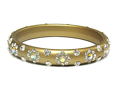 Crystal flower acrylic bangle bracelet