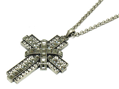 Multi crystal cross necklace