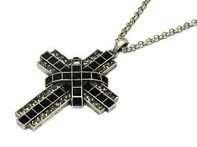 Multi crystal cross necklace